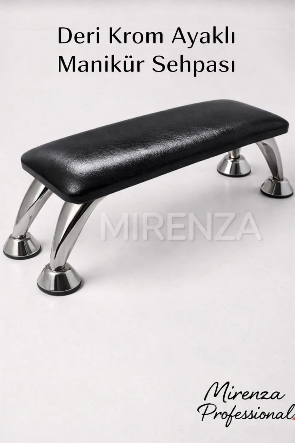 Hakiki Deri Krom Ayaklı Manikür Sehpası